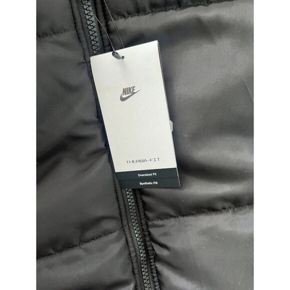 Nike Puffer Vest Medium Black Women Therma-FIT Windrunner New Oversized - Picture 3 of 5